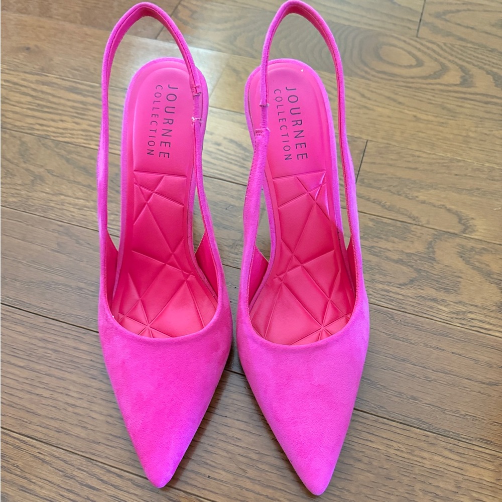 Journee Collection Elenney Fuchsia Strappy Slingback Heels size 8 - Picture 5 of 7